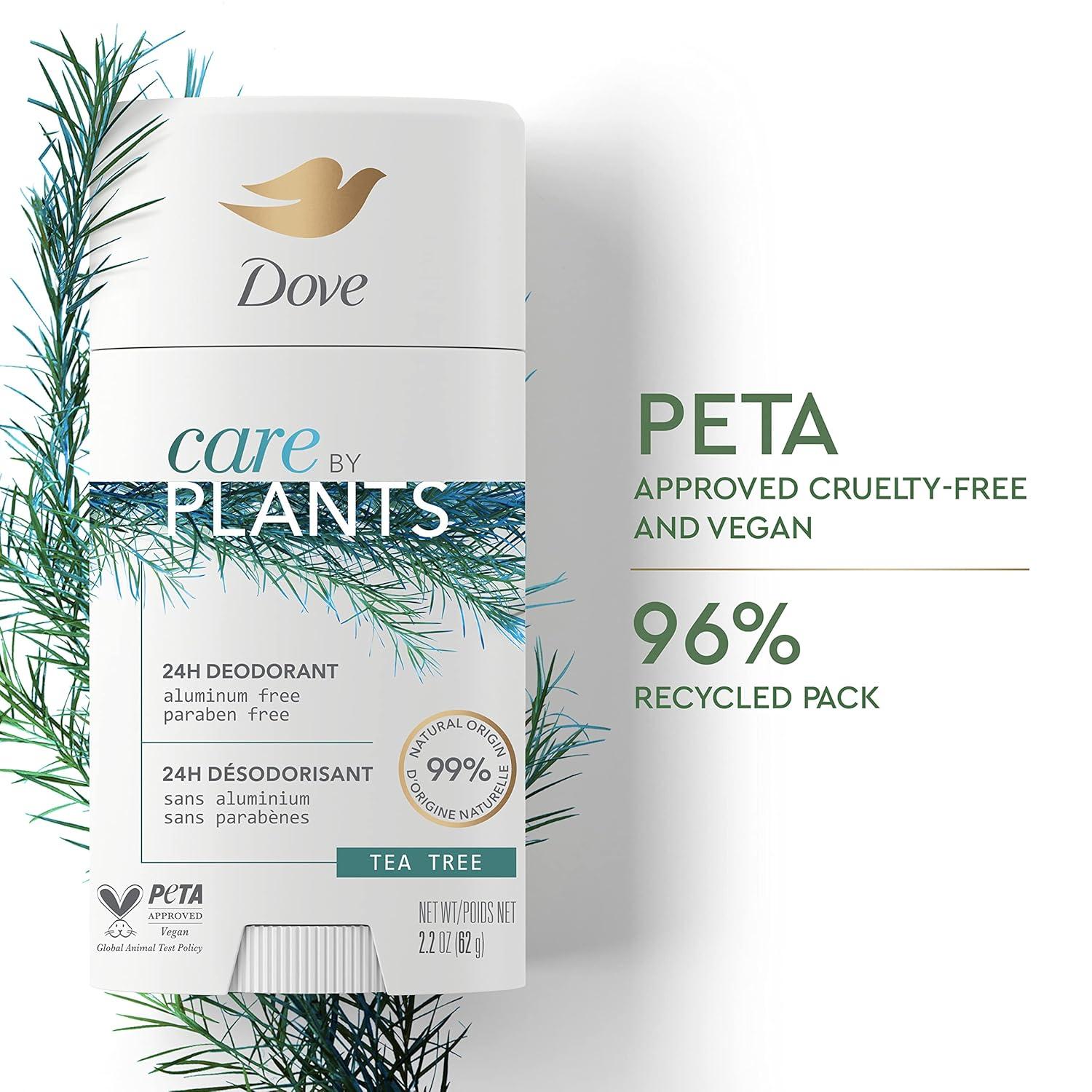 imageDove Care by Plants Deodorant Stick for longlasting deodorant protection Tea Tree aluminum free deodorant 26 oz 3 Count