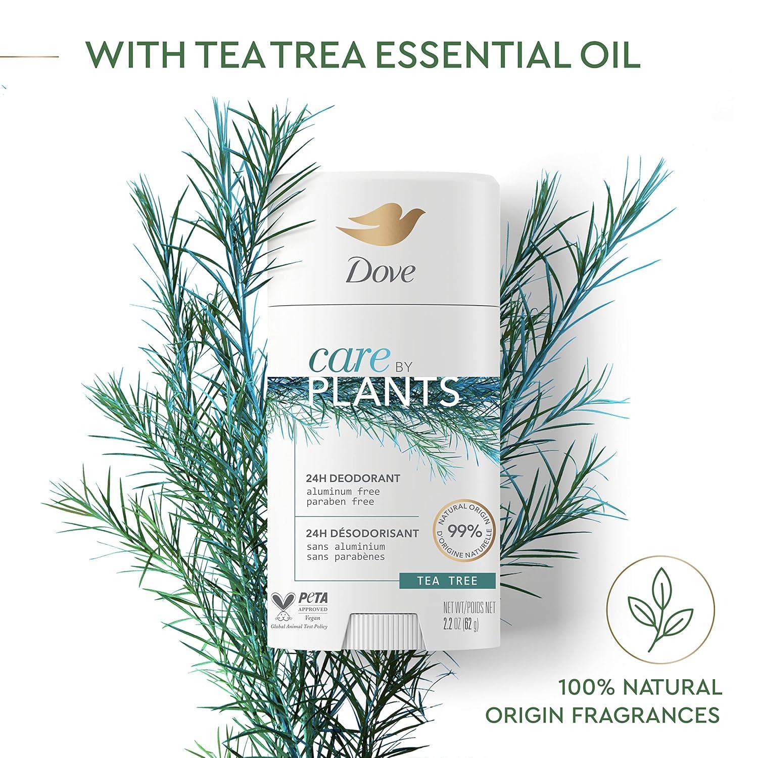 imageDove Care by Plants Deodorant Stick for longlasting deodorant protection Tea Tree aluminum free deodorant 26 oz 3 Count