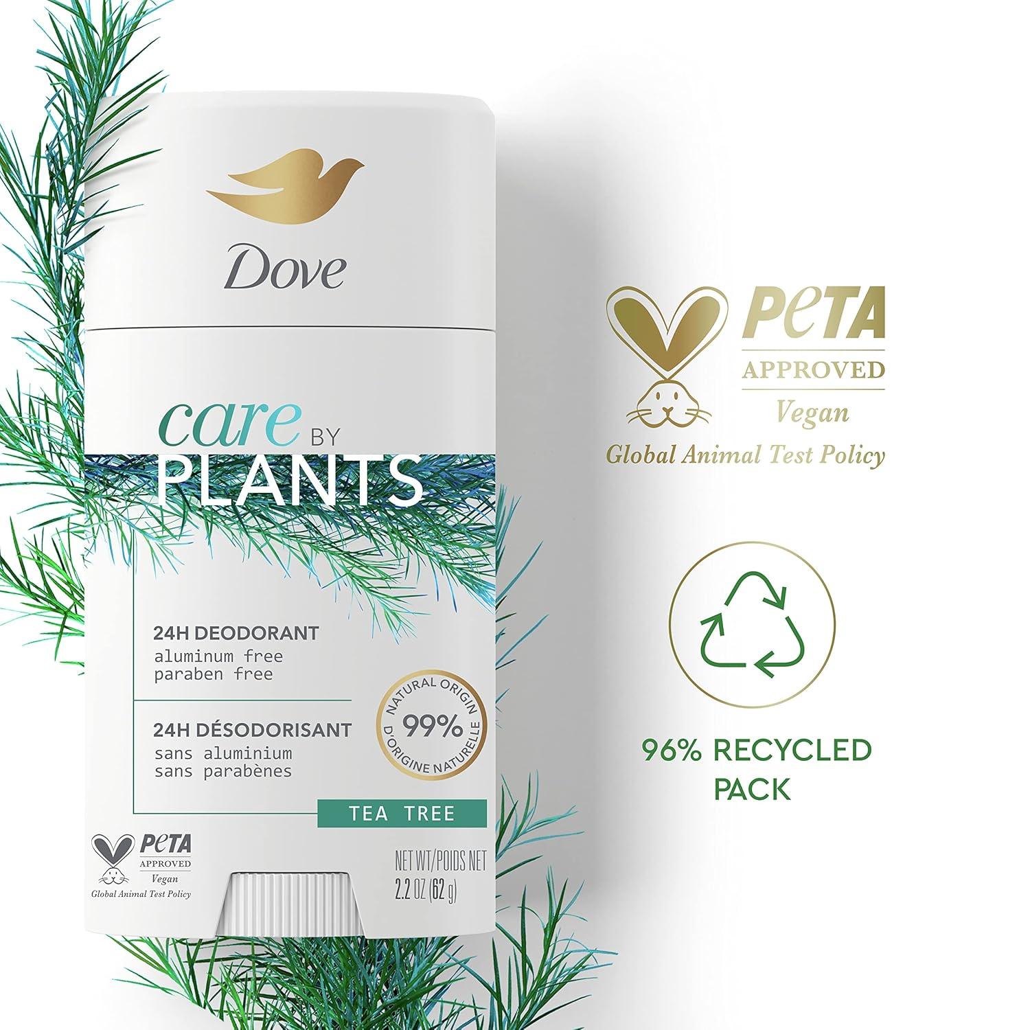 imageDove Care by Plants Deodorant Stick for longlasting deodorant protection Tea Tree aluminum free deodorant 26 oz 3 Count