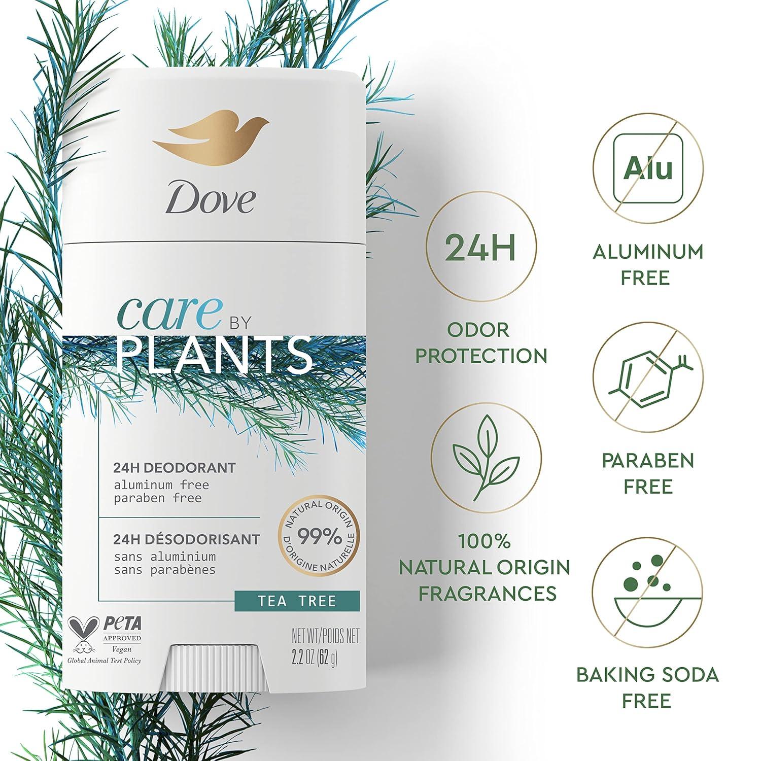 imageDove Care by Plants Deodorant Stick for longlasting deodorant protection Tea Tree aluminum free deodorant 26 oz 3 Count