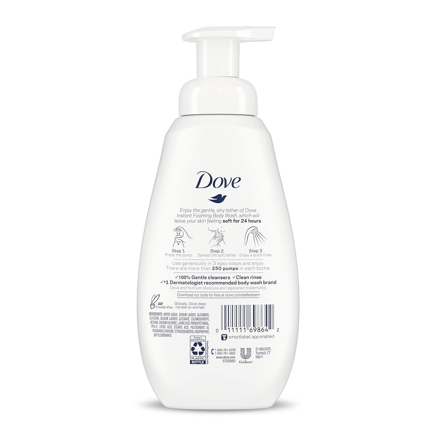 imageDove Instant Foaming Body Wash 4 Count for Softer and Smoother Skin Sensitive Skin Effectively Washes Away Bacteria While Nourishing Your Skin 135 oz