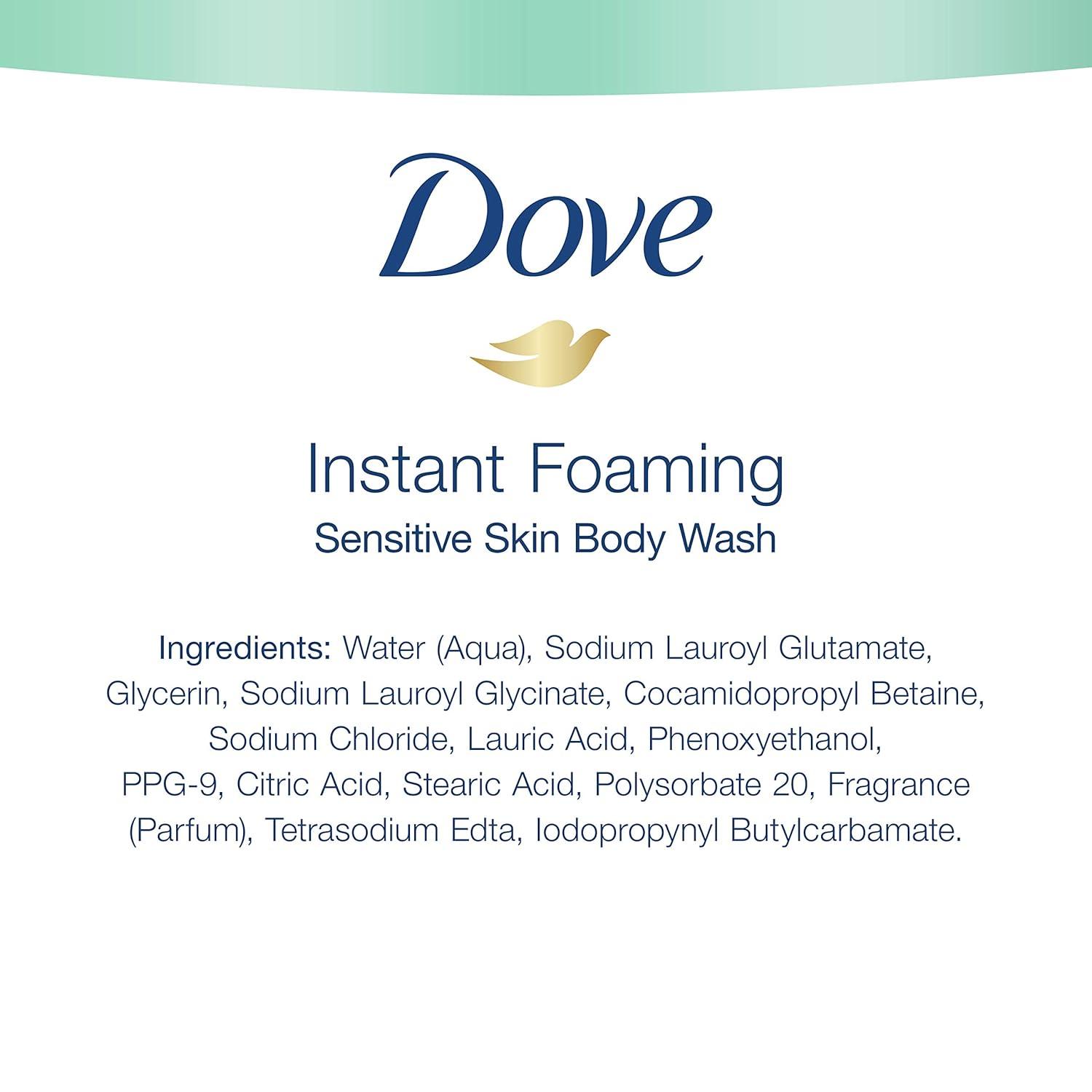 imageDove Instant Foaming Body Wash 4 Count for Softer and Smoother Skin Sensitive Skin Effectively Washes Away Bacteria While Nourishing Your Skin 135 oz