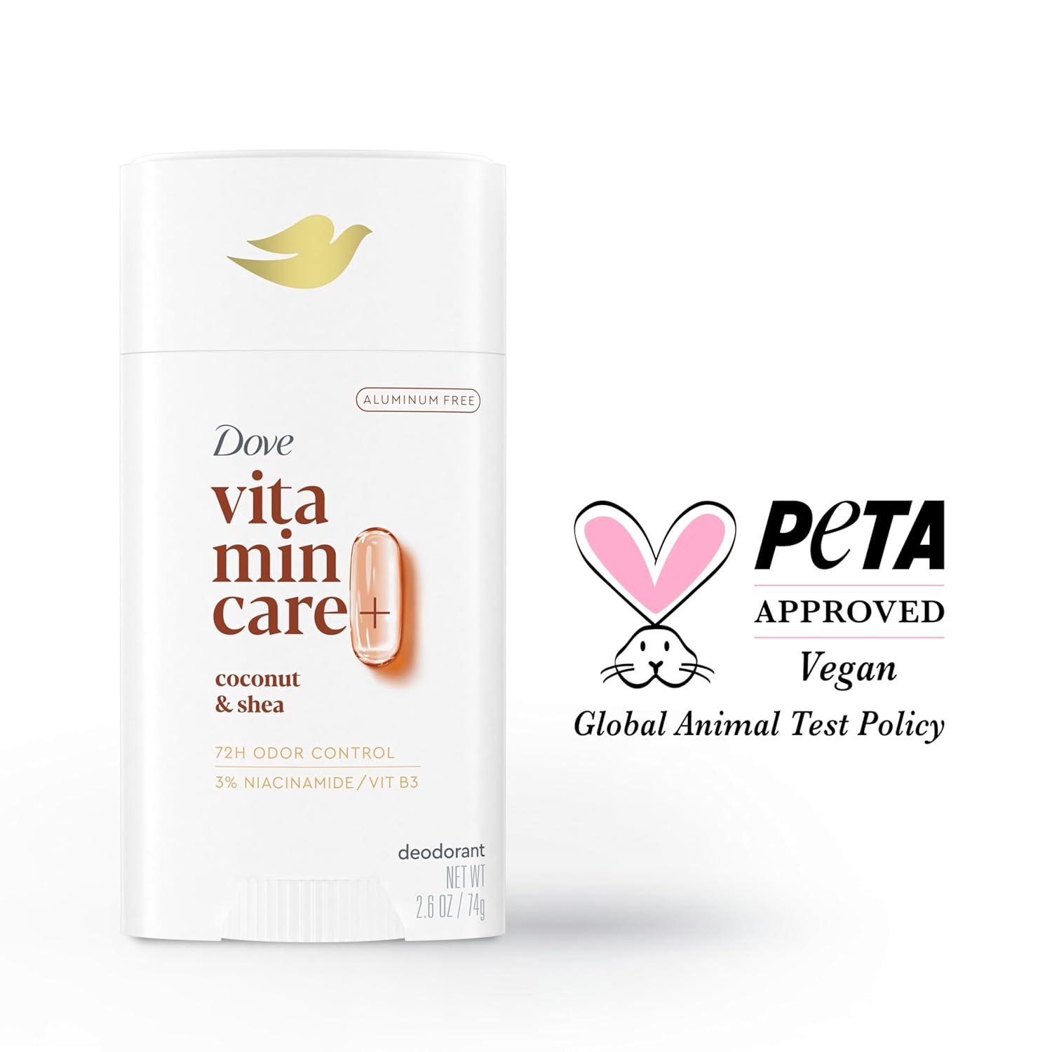 imageDove VitaminCare Aluminum Free Deodorant Stick for 72H Odor Protection Peaches amp Shea Butter Breathable Deodorant for Women 26 ozCoconut Shea