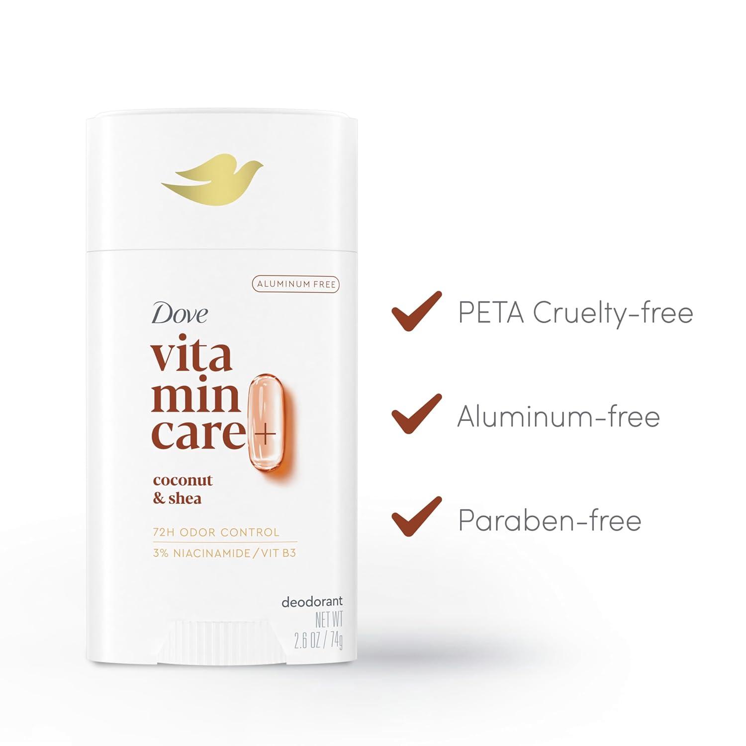 imageDove VitaminCare Aluminum Free Deodorant Stick for 72H Odor Protection Peaches amp Shea Butter Breathable Deodorant for Women 26 ozCoconut Shea