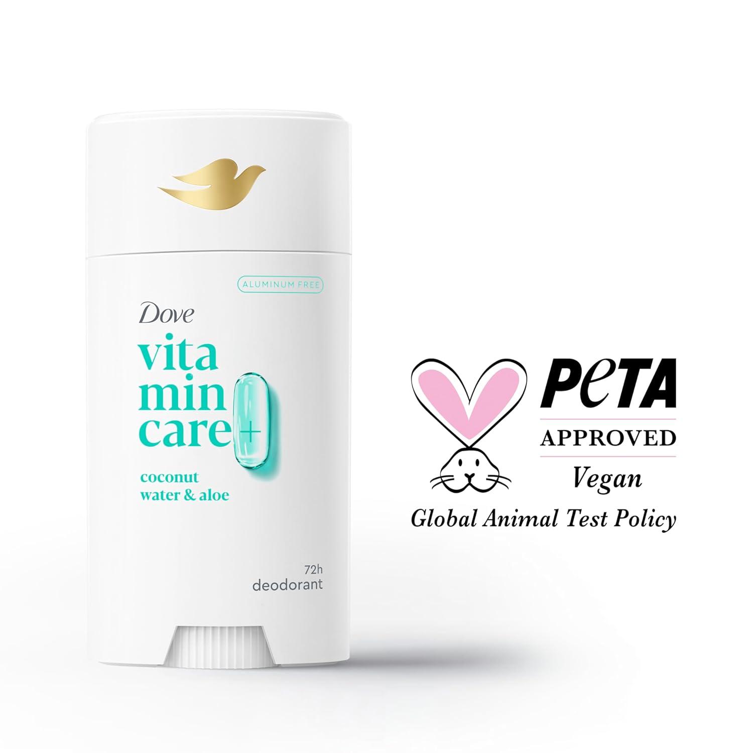 imageDove VitaminCare Aluminum Free Deodorant Stick for 72H Odor Protection Peaches amp Shea Butter Breathable Deodorant for Women 26 ozCoconut water Aloe