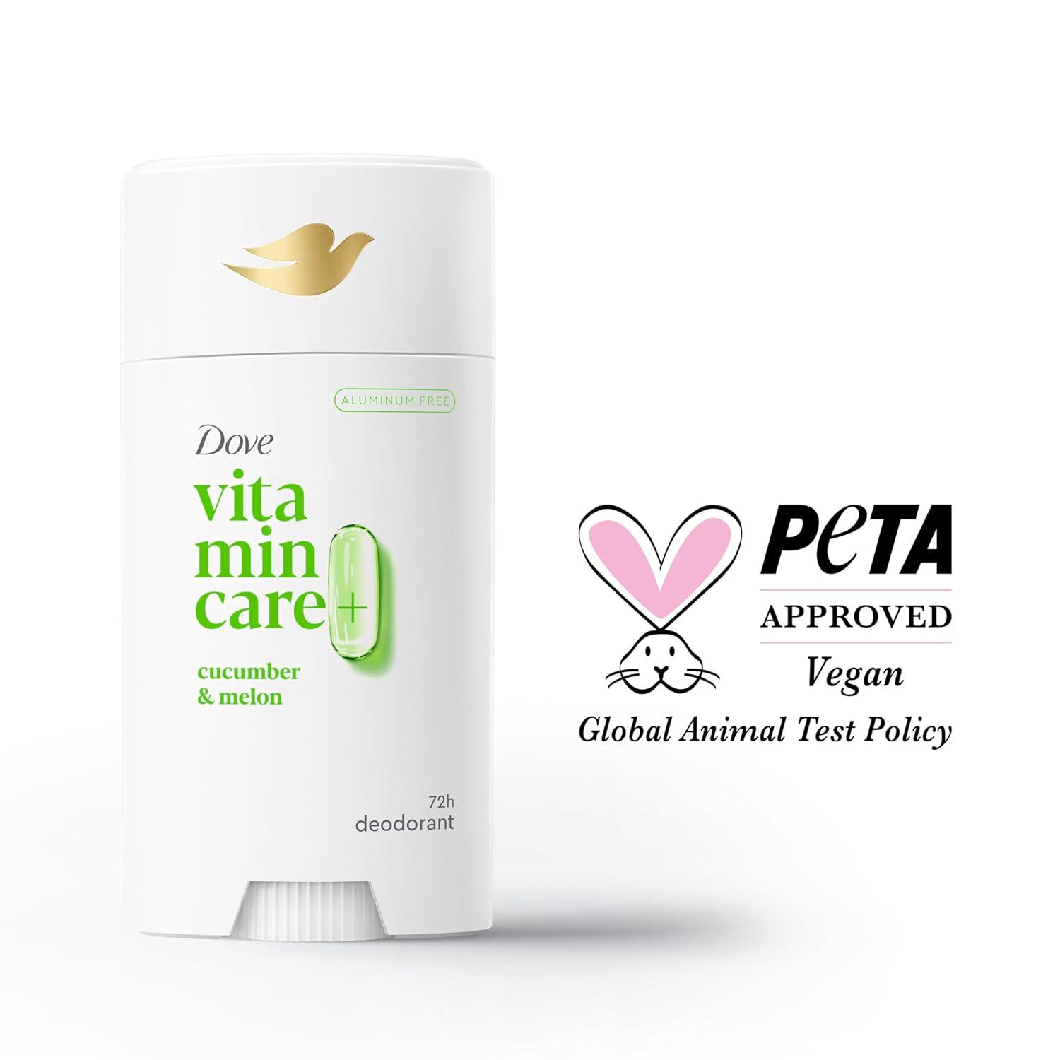 imageDove VitaminCare Aluminum Free Deodorant Stick for 72H Odor Protection Peaches amp Shea Butter Breathable Deodorant for Women 26 ozCucumber Melon