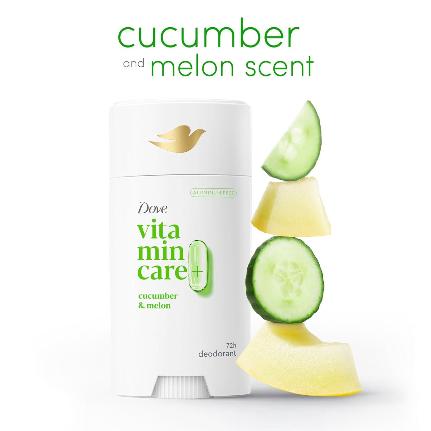 imageDove VitaminCare Aluminum Free Deodorant Stick for 72H Odor Protection Peaches amp Shea Butter Breathable Deodorant for Women 26 ozCucumber Melon