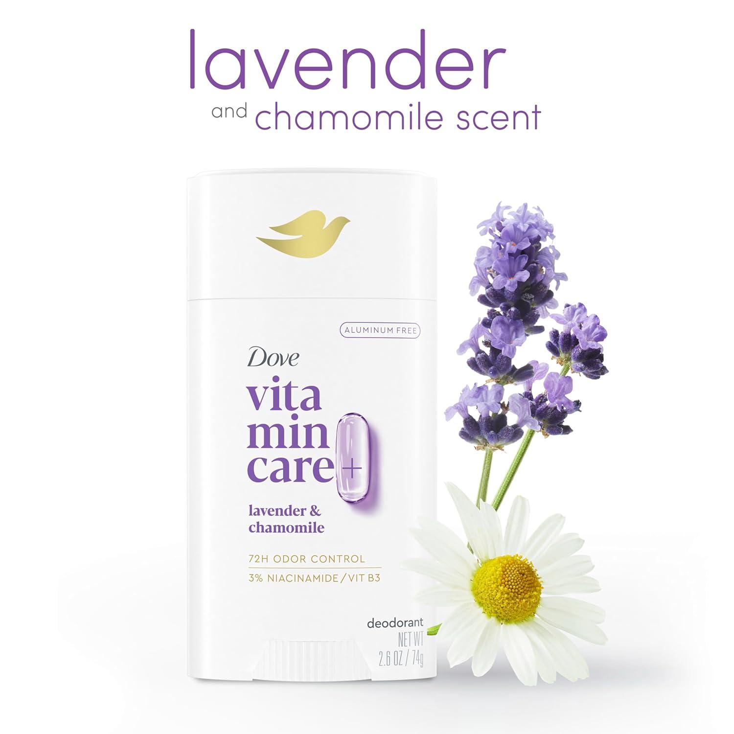 imageDove VitaminCare Aluminum Free Deodorant Stick for 72H Odor Protection Peaches amp Shea Butter Breathable Deodorant for Women 26 ozLavender Chamomile