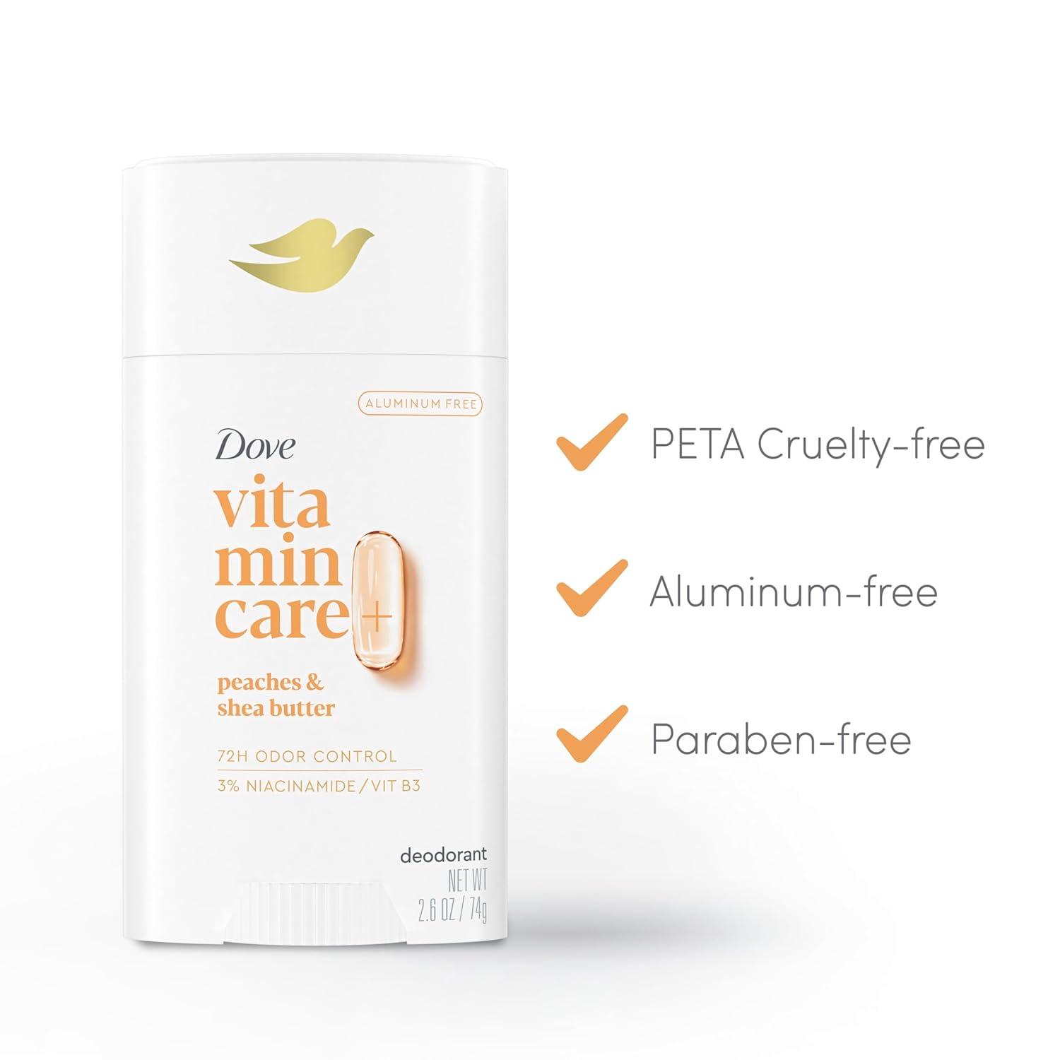 imageDove VitaminCare Aluminum Free Deodorant Stick for 72H Odor Protection Peaches amp Shea Butter Breathable Deodorant for Women 26 ozPeaches Shea Butter