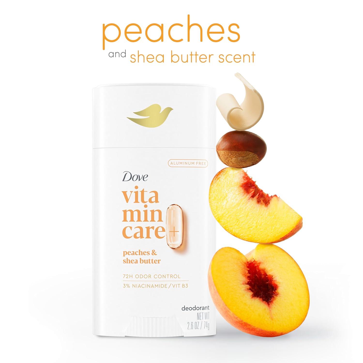 imageDove VitaminCare Aluminum Free Deodorant Stick for 72H Odor Protection Peaches amp Shea Butter Breathable Deodorant for Women 26 ozPeaches Shea Butter