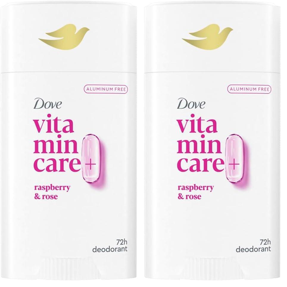 imageDove VitaminCare Aluminum Free Deodorant Stick for 72H Odor Protection Peaches amp Shea Butter Breathable Deodorant for Women 26 ozRaspberry Rose