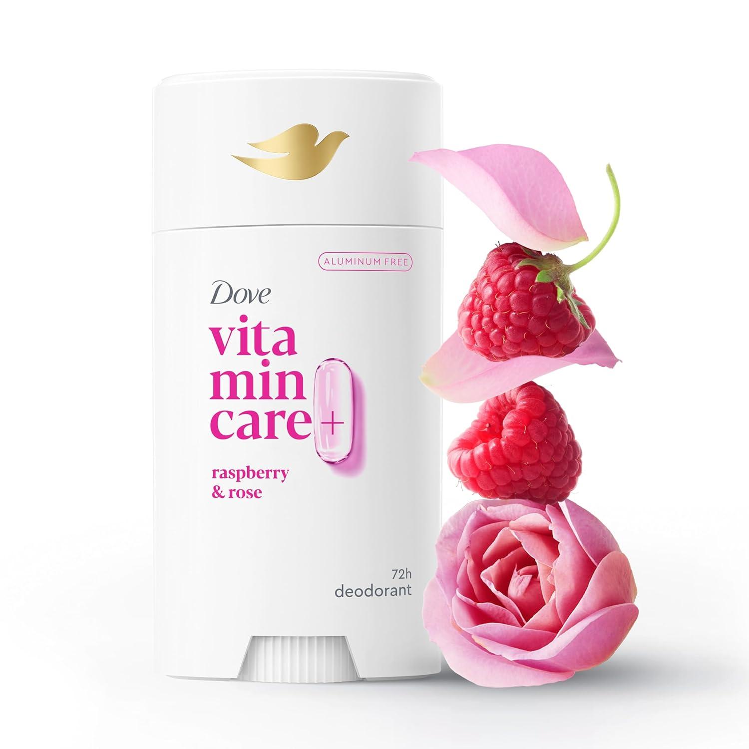 imageDove VitaminCare Aluminum Free Deodorant Stick for 72H Odor Protection Peaches amp Shea Butter Breathable Deodorant for Women 26 ozRaspberry Rose
