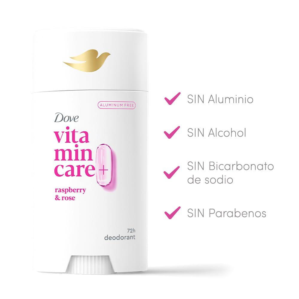 imageDove VitaminCare Aluminum Free Deodorant Stick for 72H Odor Protection Peaches amp Shea Butter Breathable Deodorant for Women 26 ozRaspberry Rose