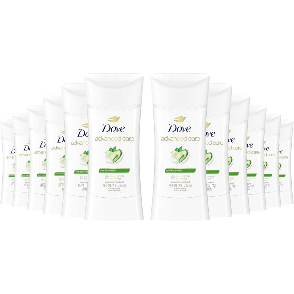 imageDove Advanced Care Anti Deo Stick Cool Essentials Pack of 12 for helping your skin barrier repair after shaving 72 h odor control and allday sweat protection with Pro Ceramide Technology 26 oz26 Ounce Pack of 6