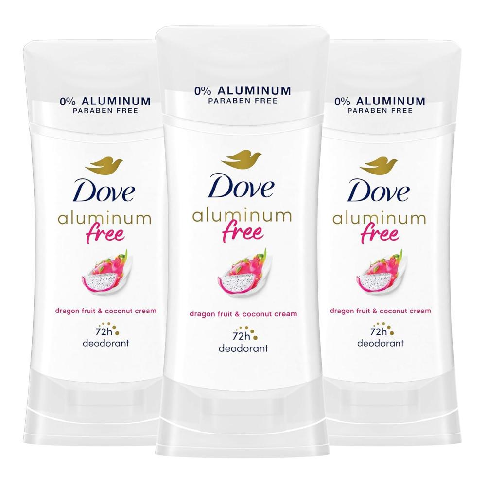 imageDove Aluminum Free Deodorant for Women 3 Count Sensitive 72 hour odor protection 26 ozDragonfruit