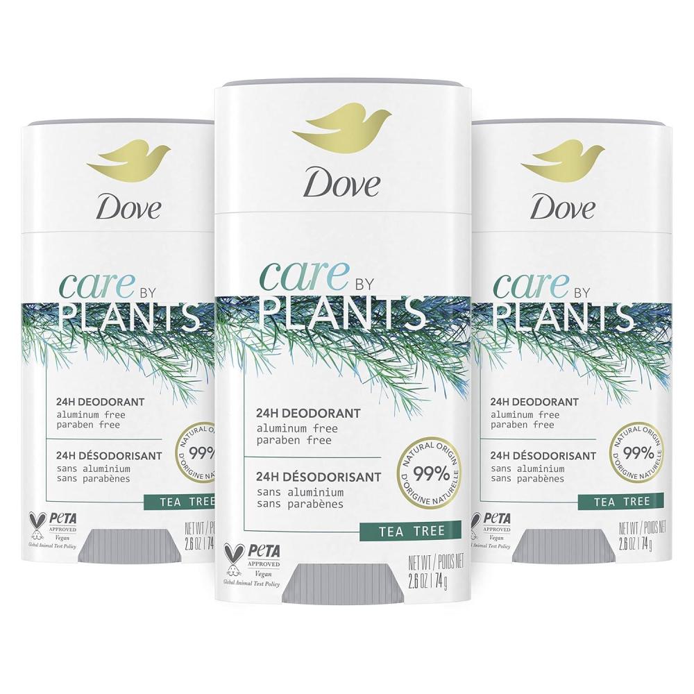 imageDove Care by Plants Deodorant Stick for longlasting deodorant protection Tea Tree aluminum free deodorant 26 oz 3 Count