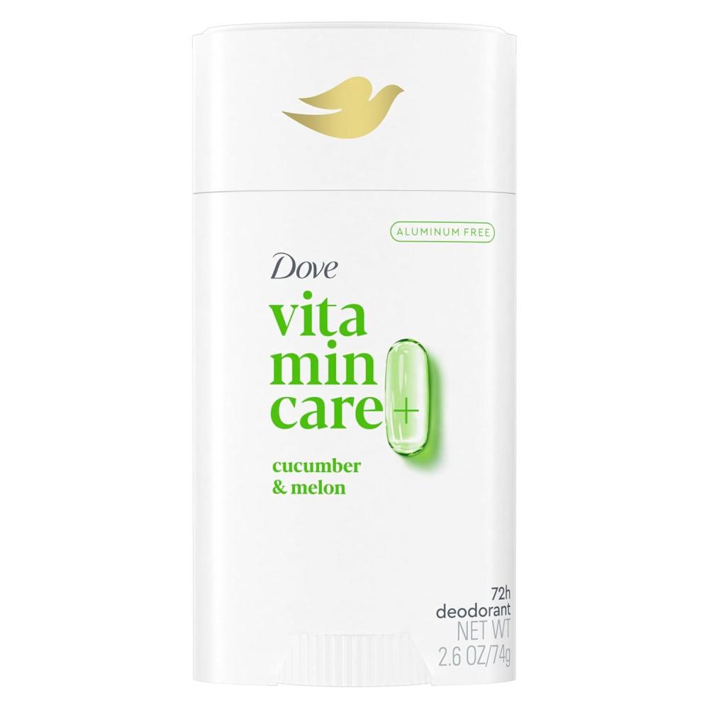imageDove VitaminCare Aluminum Free Deodorant Stick for 72H Odor Protection Peaches amp Shea Butter Breathable Deodorant for Women 26 ozCucumber Melon