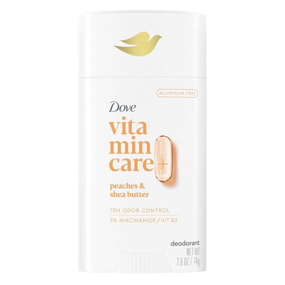 imageDove VitaminCare Aluminum Free Deodorant Stick for 72H Odor Protection Peaches amp Shea Butter Breathable Deodorant for Women 26 ozPeaches Shea Butter