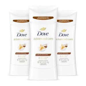 Dove Advanced Care Antiperspirant Deodorant Stick Vanilla & Cocoa Butter 3 Count Antiperspirant deodorant with Pro-Ceramide Technology 72-hour odor control and all-day sweat protection 2.6 oz(Vanilla and Cocoa Butter)
