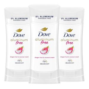 Dove Aluminum Free Deodorant for Women 3 Count Sensitive 72 hour odor protection 2.6 oz(Dragonfruit)