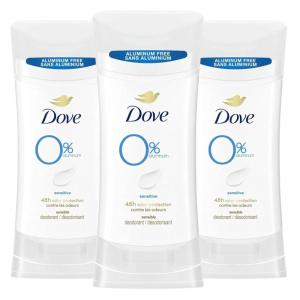 Dove Aluminum Free Deodorant for Women 3 Count Sensitive 72 hour odor protection 2.6 oz(Sensitive)