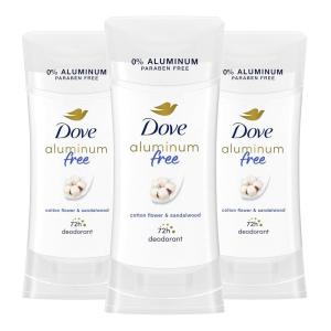 Dove Aluminum Free Deodorant for Women 3 Count Shea Butter 72 hour odor protection 2.6 oz(Cotton Flower and Sandalwood)