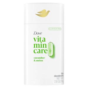 Dove VitaminCare+ Aluminum Free Deodorant Stick for 72H Odor Protection Peaches & Shea Butter Breathable Deodorant for Women 2.6 oz(Cucumber + Melon)