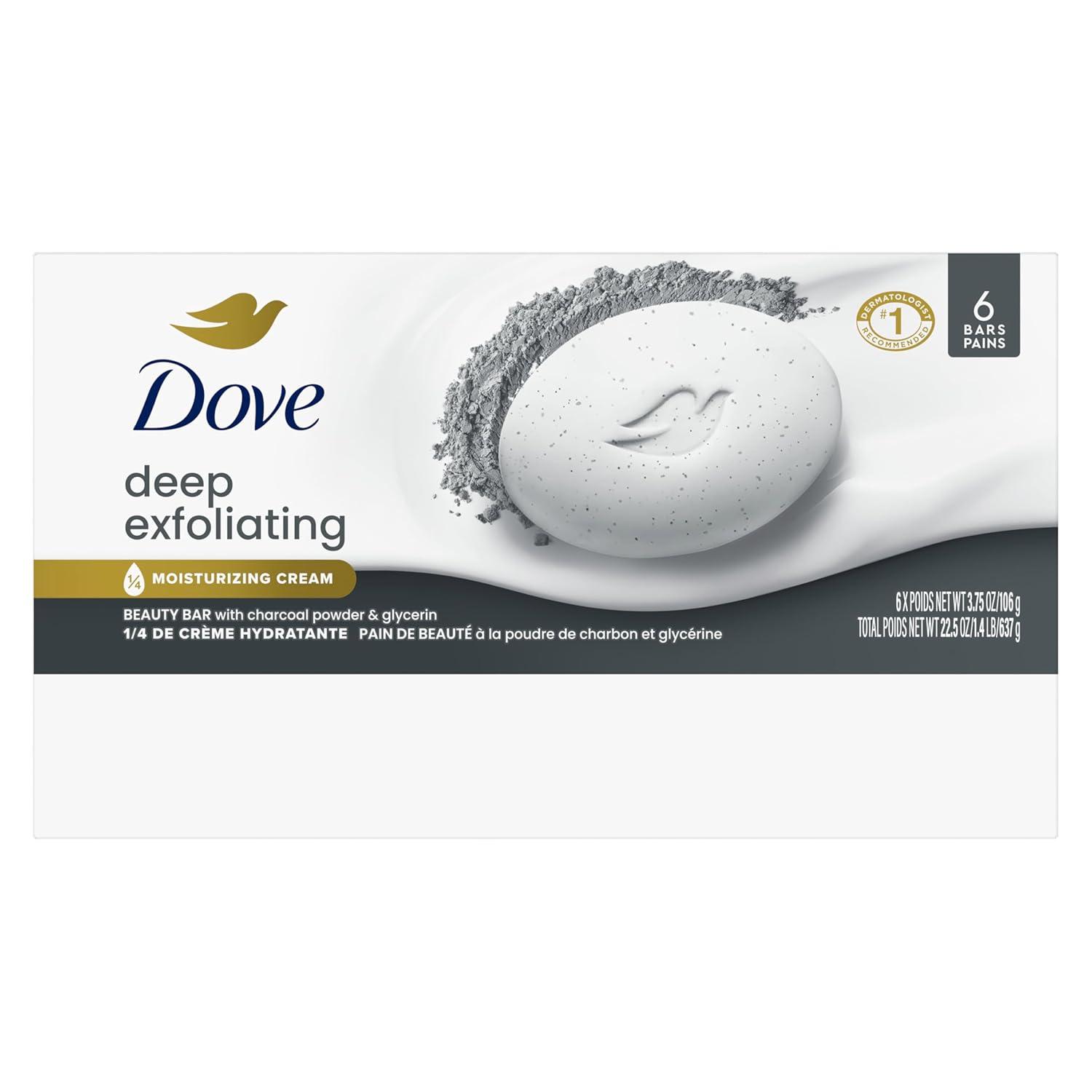 imageDove Beauty Bar Soap 8 Bars Gentle Exfoliating for Soft Smooth Skin Gently Renews Skin 375 ozDeep Exfoliating