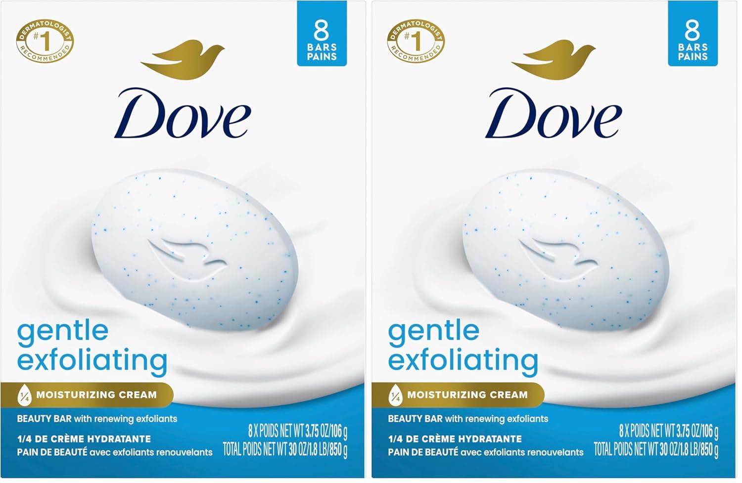 imageDove Beauty Bar Soap 8 Bars Gentle Exfoliating for Soft Smooth Skin Gently Renews Skin 375 ozGentle Exfoliating