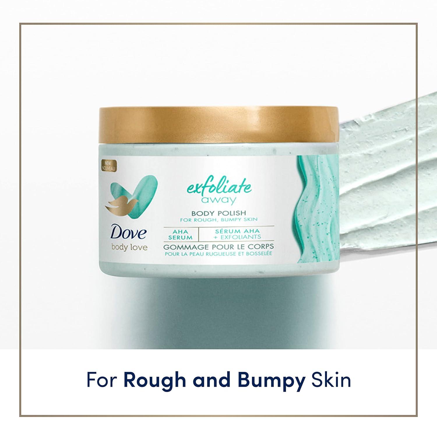 imageDove Body Love Body Polish Exfoliate Away 3 Count for Rough Bumpy Skin Body Scrub with AHAs for Silky Smooth Skin 12 oz