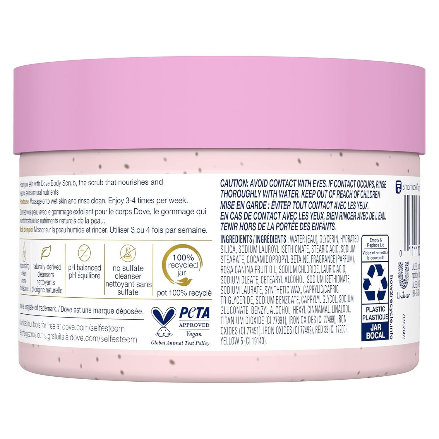 imageDove Body Scrub White Peach amp Crushed Rice 3 Count for Visibly SilkySmooth Nourished Skin with Moisturizing CreamHimalayan Salt Rose Oil