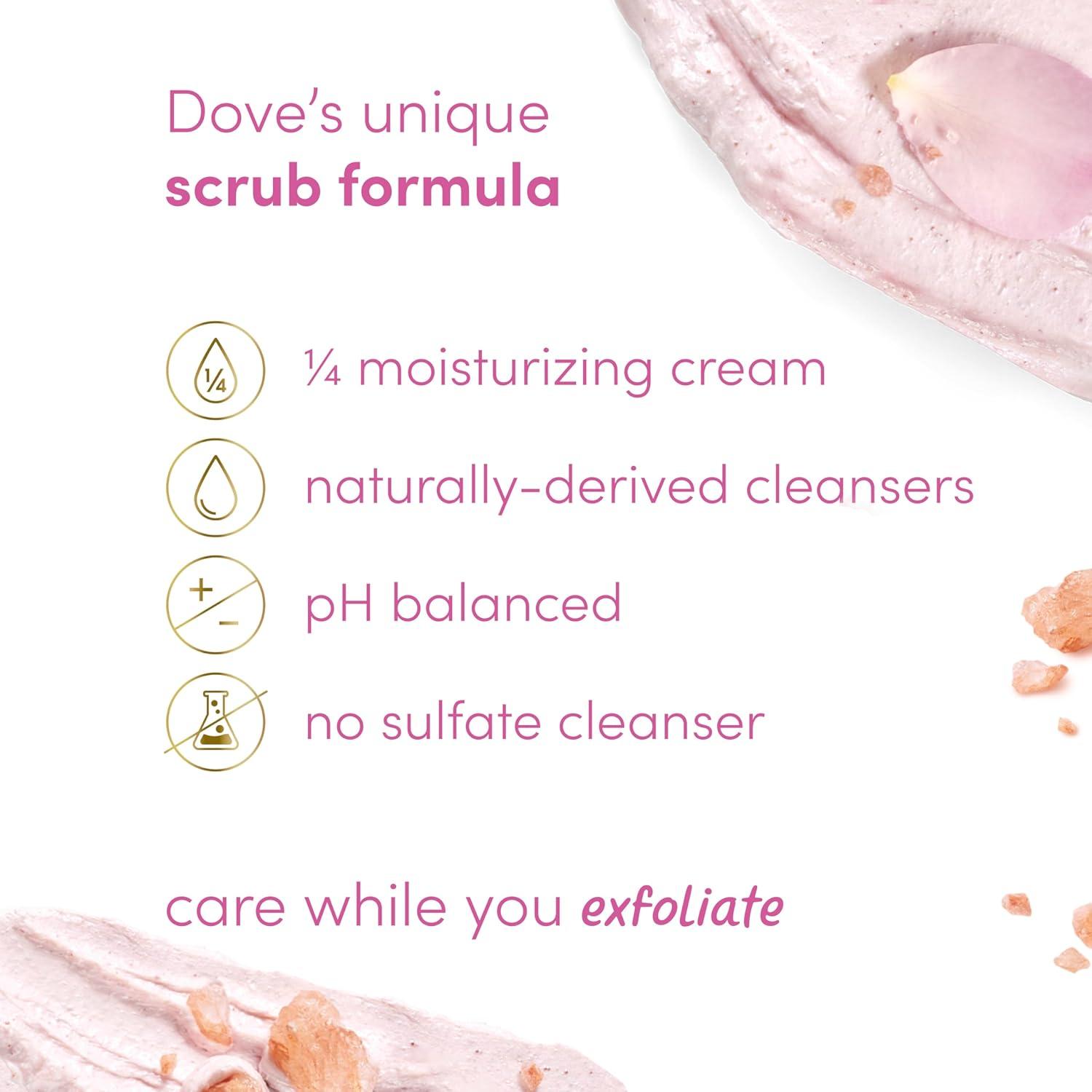 imageDove Body Scrub White Peach amp Crushed Rice 3 Count for Visibly SilkySmooth Nourished Skin with Moisturizing CreamHimalayan Salt Rose Oil