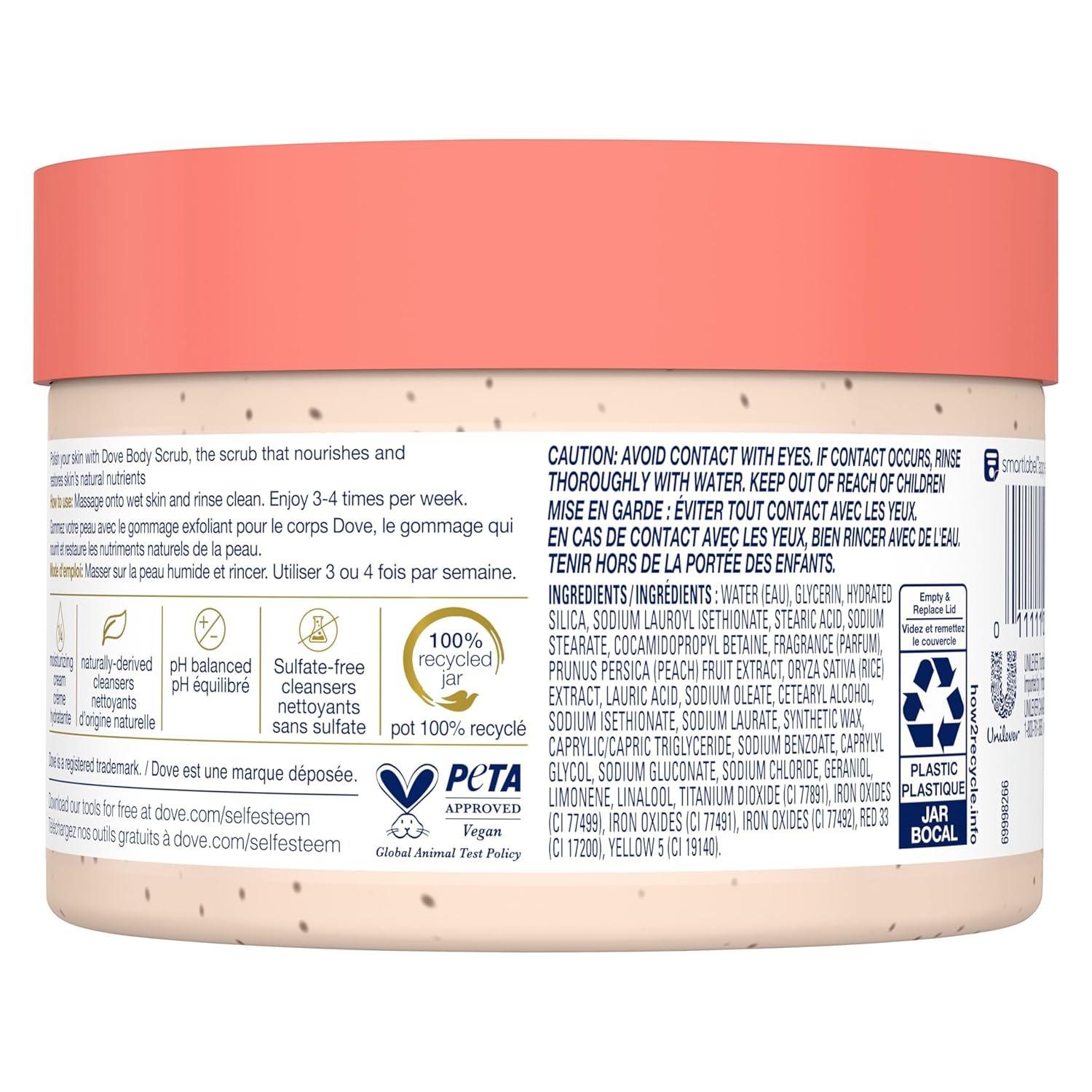 imageDove Body Scrub White Peach amp Crushed Rice 3 Count for Visibly SilkySmooth Nourished Skin with Moisturizing CreamWhite Peach Crushed Rice