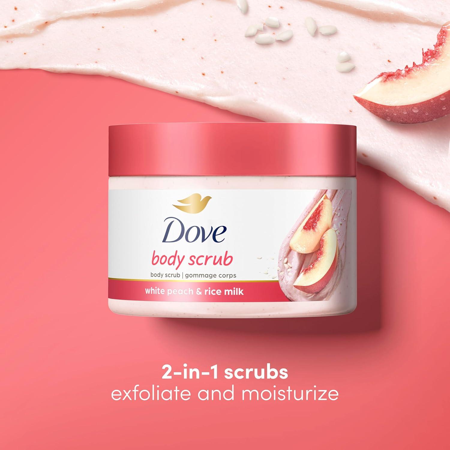 imageDove Body Scrub White Peach amp Crushed Rice 3 Count for Visibly SilkySmooth Nourished Skin with Moisturizing CreamWhite Peach Crushed Rice
