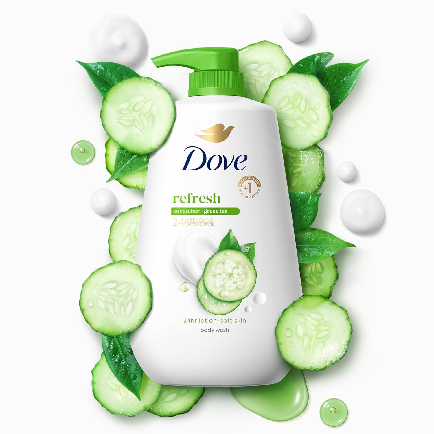 imageDove Body Wash Rebalance White Peach amp Rice Milk For 24hr LotionSoft Skin Moisturizing Skin Cleanser with No Sulfates No Parabens 306 ozCucumber and Green Tea