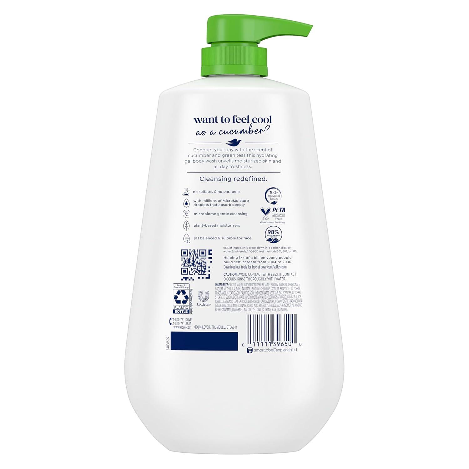 imageDove Body Wash Rebalance White Peach amp Rice Milk For 24hr LotionSoft Skin Moisturizing Skin Cleanser with No Sulfates No Parabens 306 ozCucumber and Green Tea
