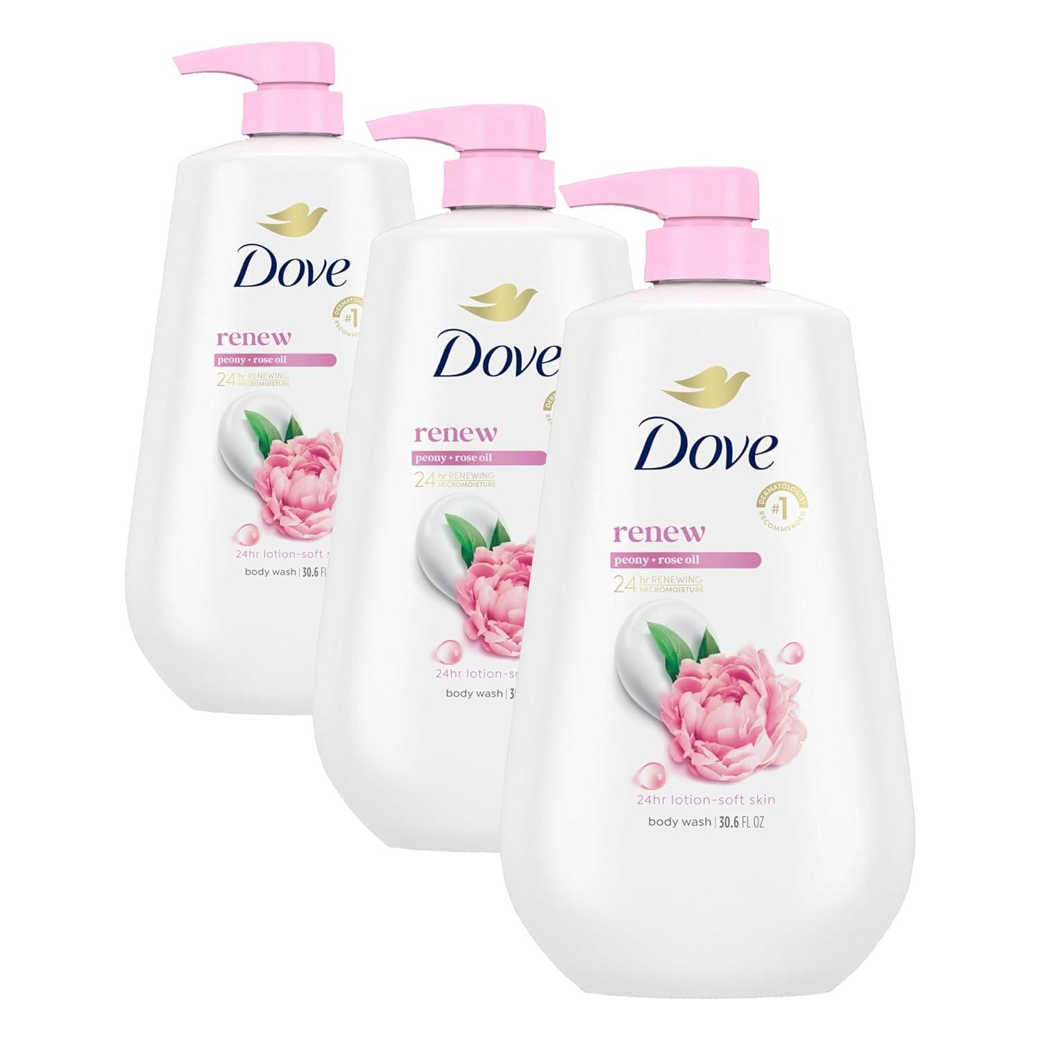 imageDove Body Wash with Pump Renew Peony amp Rose Oil For 24hr LotionSoft Skin Moisturizing Skin Cleanser with No Sulfates No Parabens 306 OzPeony Rose