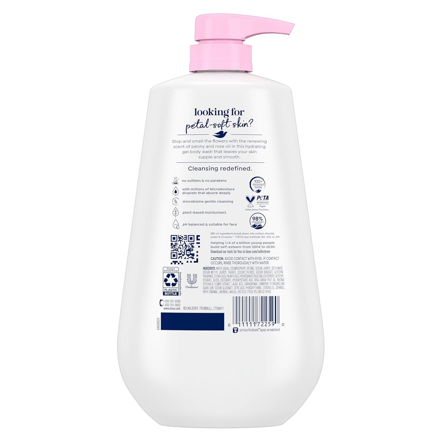 imageDove Body Wash with Pump Renew Peony amp Rose Oil For 24hr LotionSoft Skin Moisturizing Skin Cleanser with No Sulfates No Parabens 306 OzPeony Rose