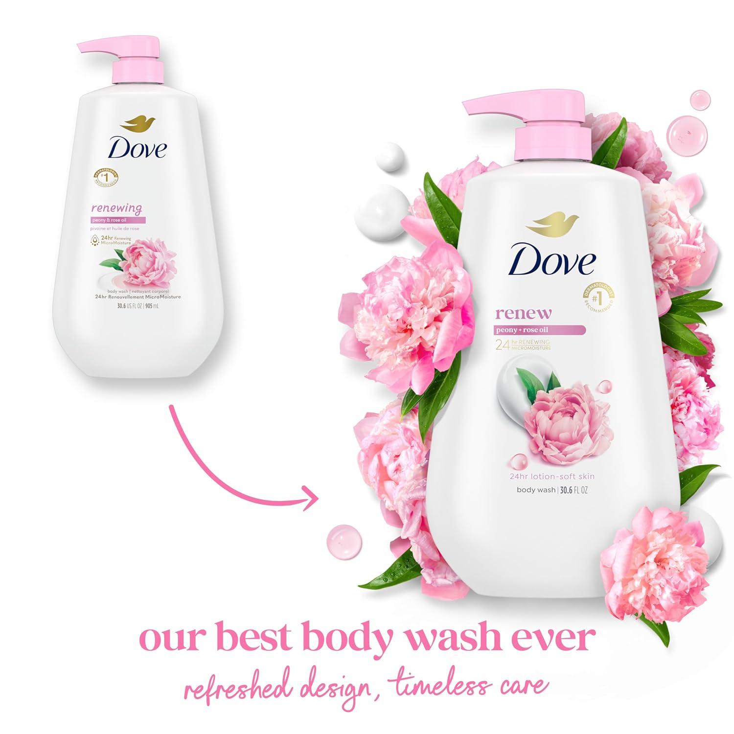 imageDove Body Wash with Pump Renew Peony amp Rose Oil For 24hr LotionSoft Skin Moisturizing Skin Cleanser with No Sulfates No Parabens 306 OzPeony Rose