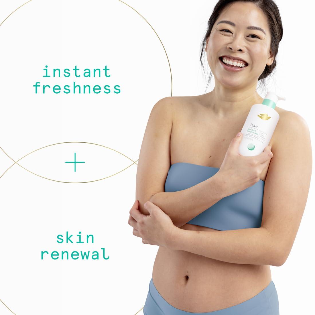 imageDove Glycolic Serum Body Wash for Women For Skin Renewal Hydration amp Odor ControlFresh Water Lilly Scent 142 oz