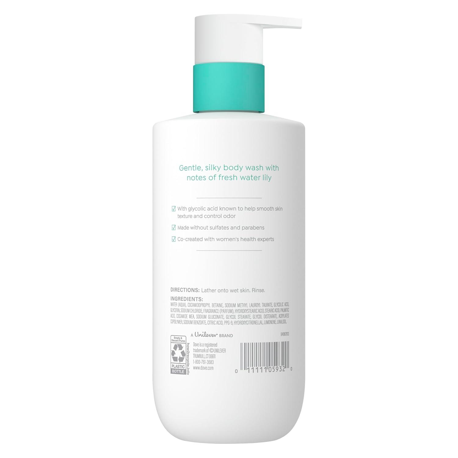 imageDove Glycolic Serum Body Wash for Women For Skin Renewal Hydration amp Odor ControlFresh Water Lilly Scent 142 oz