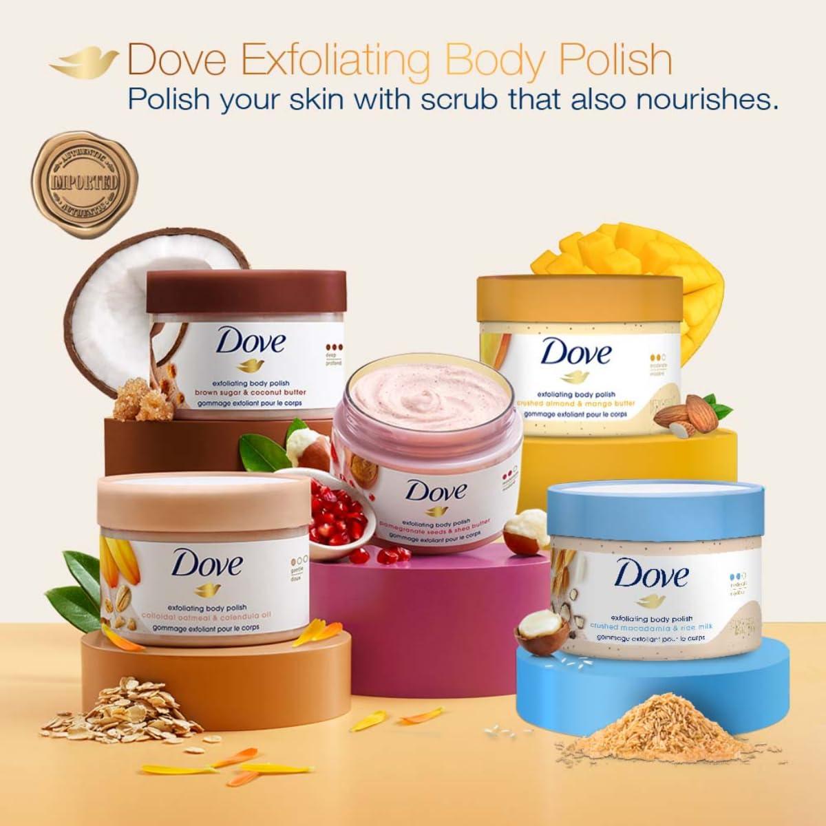 imageDove Scrub Pomegranate amp Shea Butter For Silky Soft Skin Body Scrub Exfoliates and Provides Lasting Nourishment 105 ozCoconut Butter