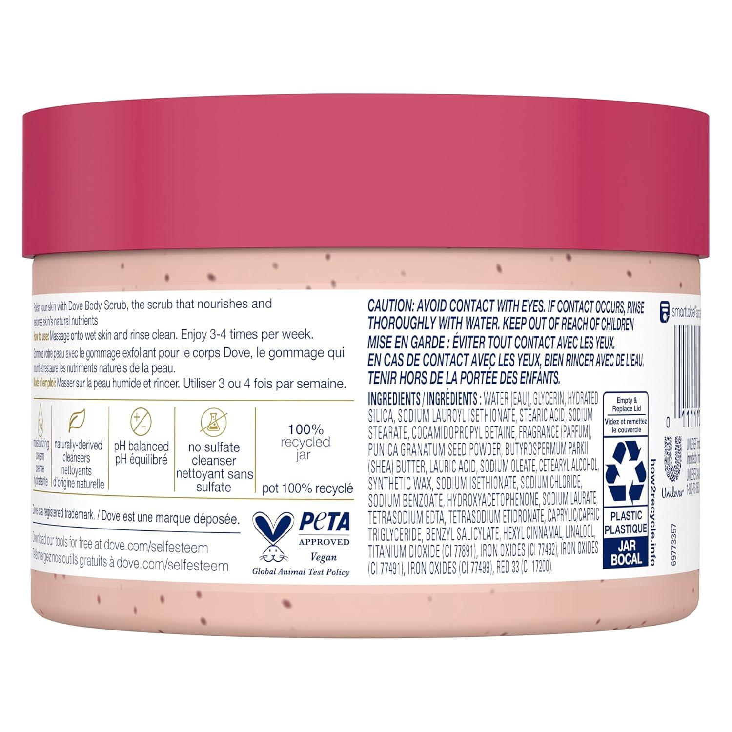 imageDove Scrub Pomegranate amp Shea Butter For Silky Soft Skin Body Scrub Exfoliates and Provides Lasting Nourishment 105 ozPomegranate Sheaf