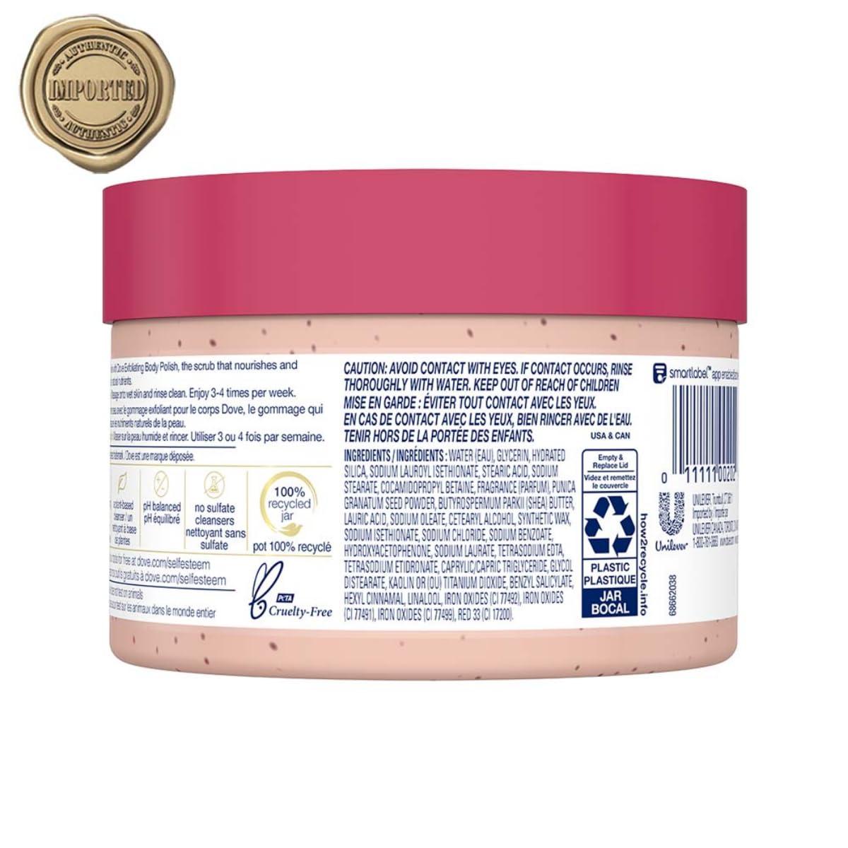 imageDove Scrub Pomegranate amp Shea Butter For Silky Soft Skin Body Scrub Exfoliates and Provides Lasting Nourishment 105 ozPomegranate Sheaf