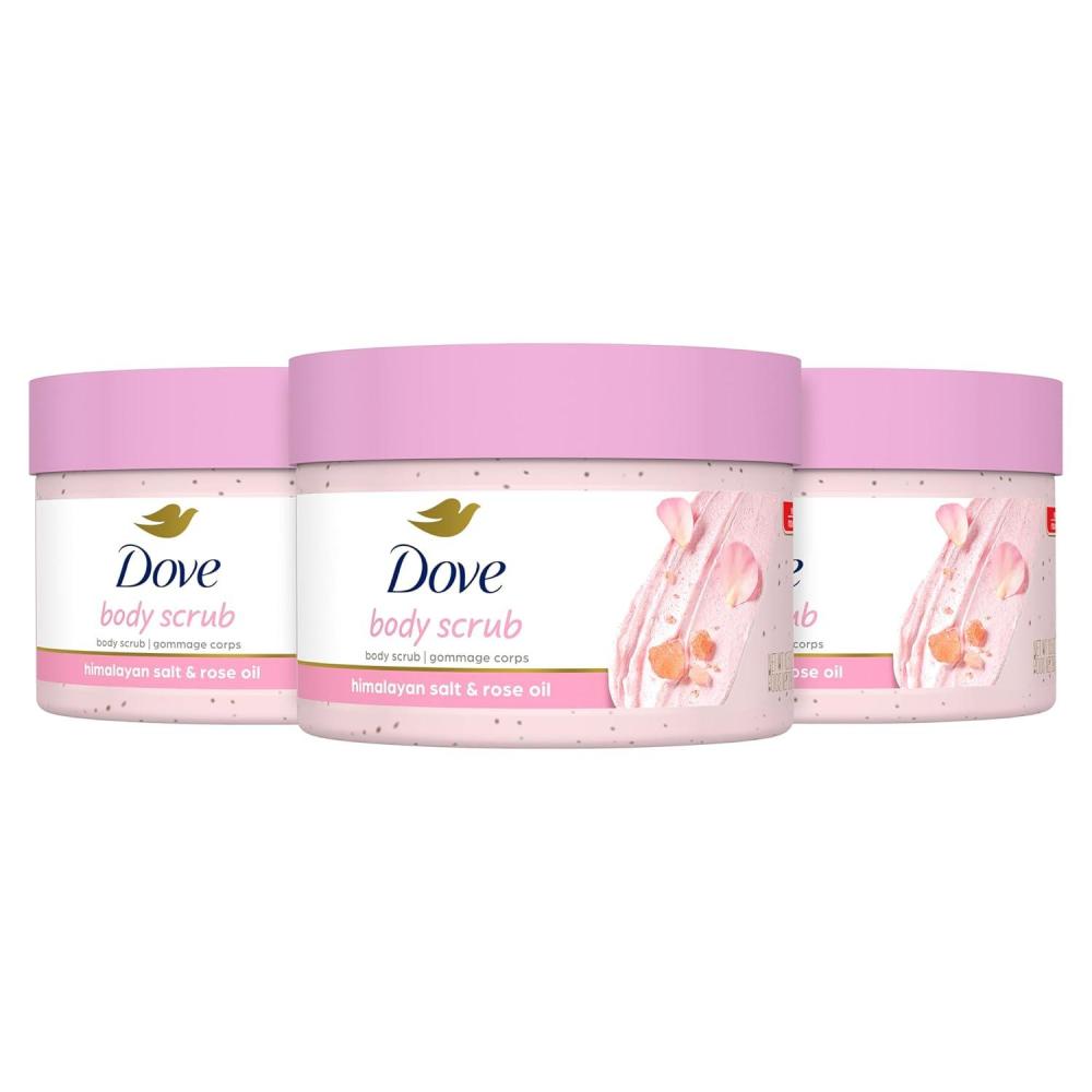 imageDove Body Scrub White Peach amp Crushed Rice 3 Count for Visibly SilkySmooth Nourished Skin with Moisturizing CreamHimalayan Salt Rose Oil