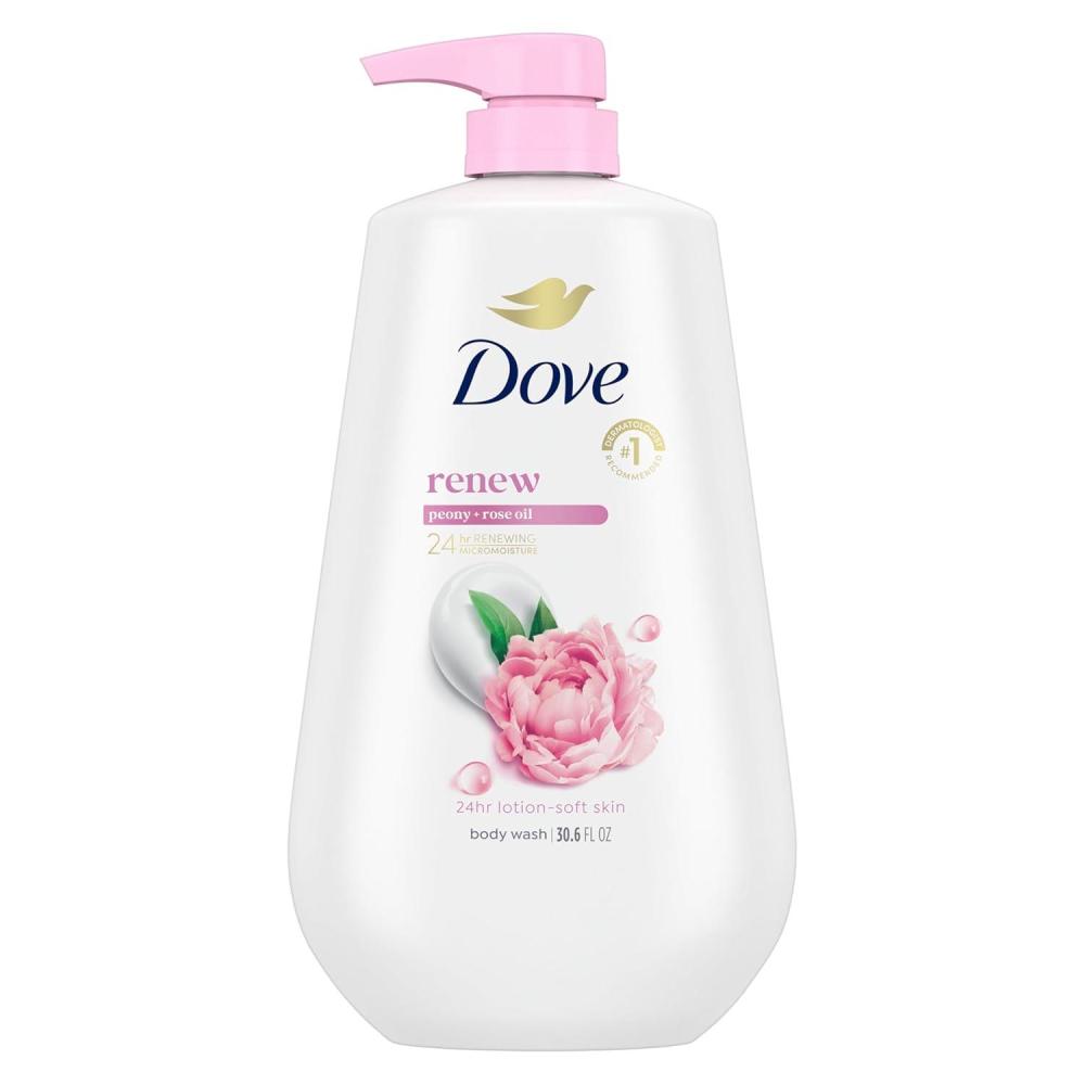 imageDove Body Wash with Pump Renew Peony amp Rose Oil For 24hr LotionSoft Skin Moisturizing Skin Cleanser with No Sulfates No Parabens 306 OzPeony Rose