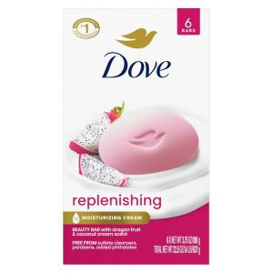 Dove Beauty Bar 6 Pack Hydrating with Glacial water & Avocado oil Cleanses & Hydrates 3.75 Oz(Dragon Fruit)