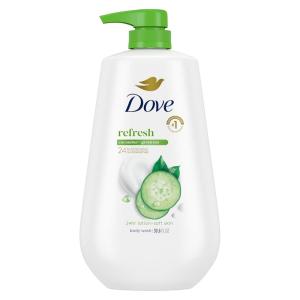 Dove Body Wash Rebalance White Peach & Rice Milk For 24hr Lotion-Soft Skin Moisturizing Skin Cleanser with No Sulfates No Parabens 30.6 oz(Cucumber and Green Tea)