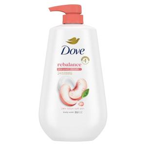 Dove Body Wash Rebalance White Peach & Rice Milk For 24hr Lotion-Soft Skin Moisturizing Skin Cleanser with No Sulfates No Parabens 30.6 oz(Peach)