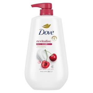 Dove Body Wash with Pump Renew Peony & Rose Oil For 24hr Lotion-Soft Skin Moisturizing Skin Cleanser with No Sulfates No Parabens 30.6 Oz(Cherry)